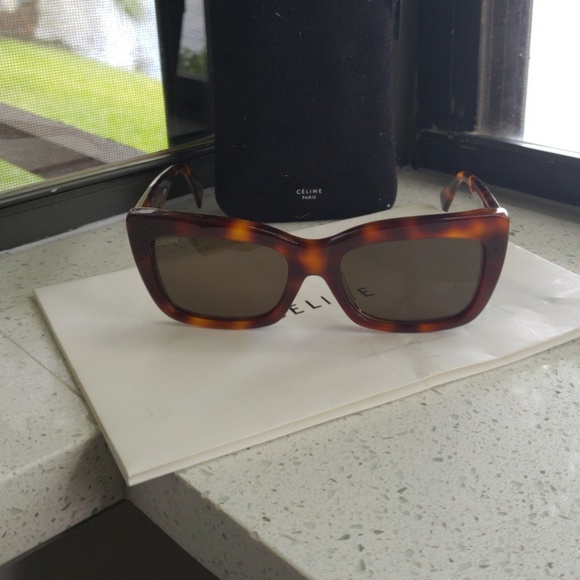 Celine Accessories - Celine Tortoise Dark Brown Sunglasses